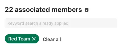A LinkedIn people search on an AI-powered pen testing startup, filtered by the keyword "Red Team", returning 22 associated members